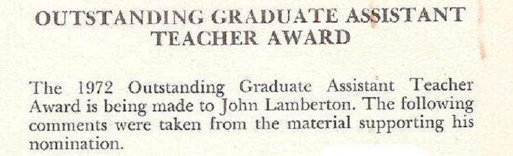 Outstanding Graduate Student Award